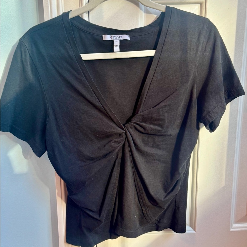 10 Crosby Derek Lam Black Knot-Front Tee